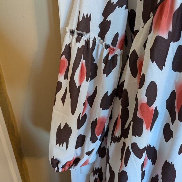 Boho Chic Pink Coral & Brown Leopard Dress - XL - Picture 3 of 5